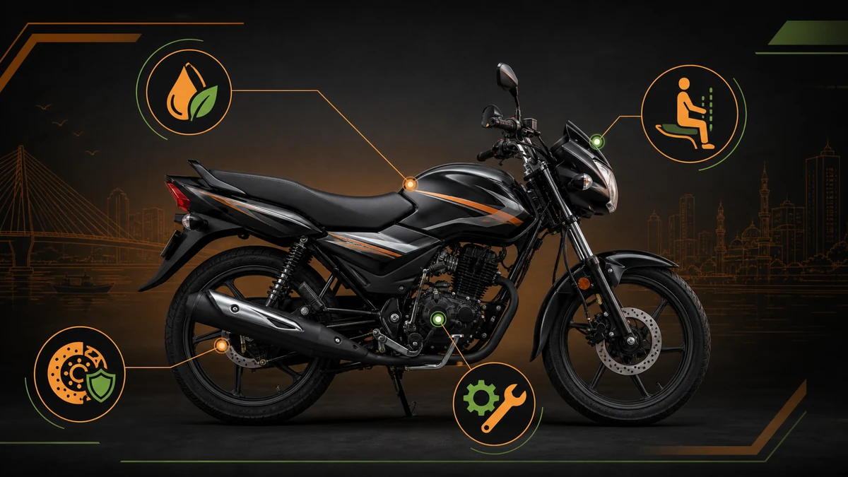 Fuel economy comfort braking and service factors for commuter motorcycles